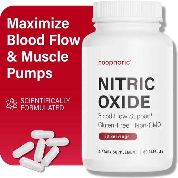 Noophoric Nitric Oxide Booster Capsules – L-Citrulline, L-Arginine & Beta Alanine Supplement for Muscle Pump, Stamina & Energy, 60 Capsules