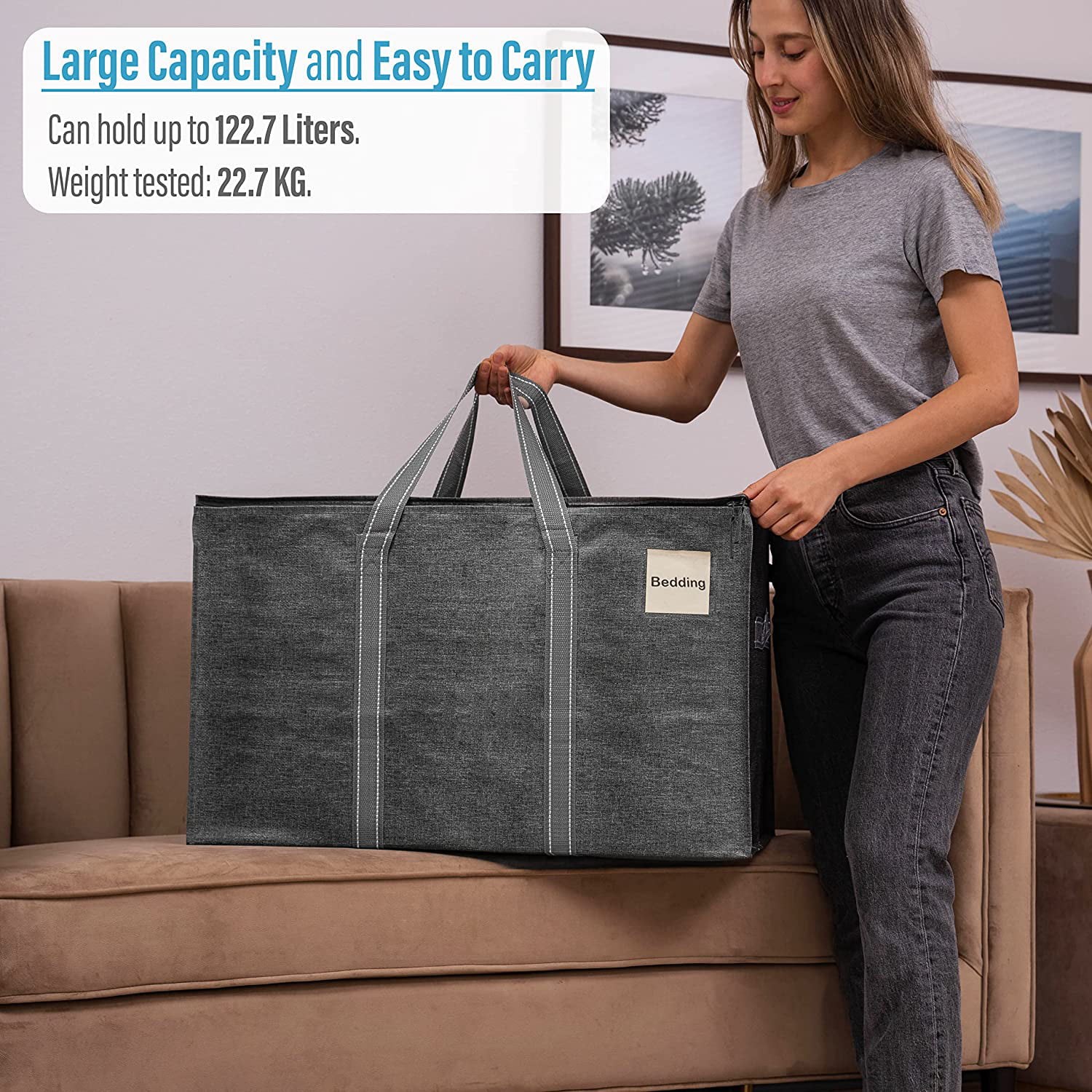VENO 8 Pack Moving Bags and Large Christmas Storage Bins with lids. Packing  Supplies for College. Alternative to Moving Boxes. Space Saving Foldable