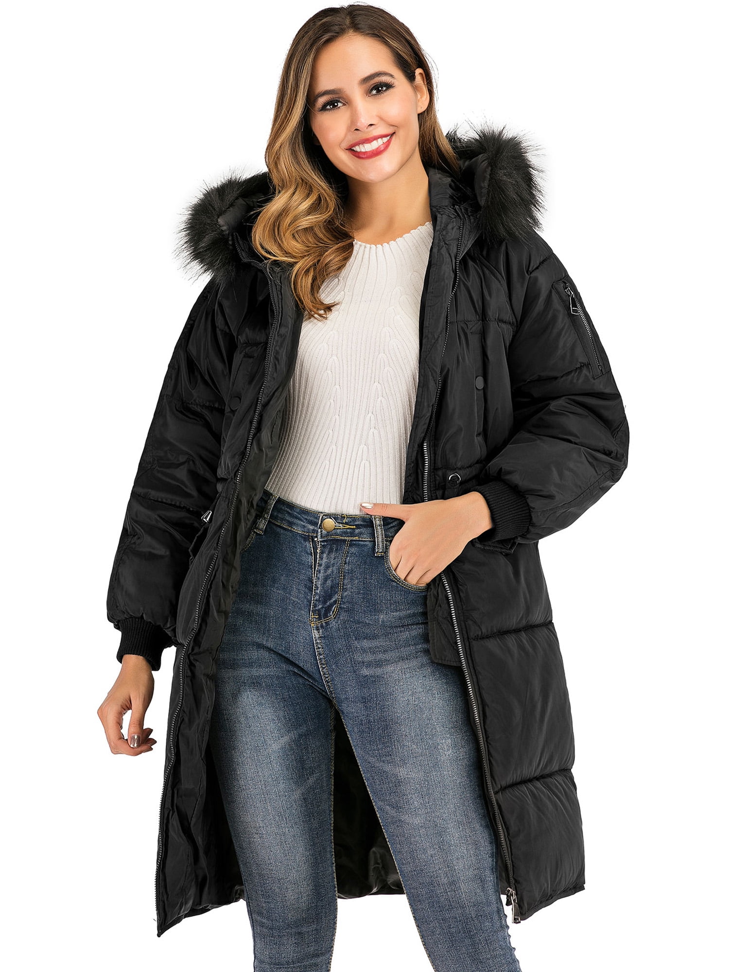 women's winter coats with fur trim hood