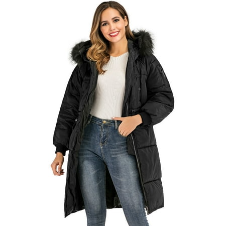 LELINTA Women Winter Coats Hooded Warm Puffer Lined Jacket Zip Parka ...