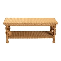 bali & pari Dolby Natural Rattan Coffee Table - Handwoven Wicker Accent Table