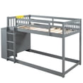 thumbnail image 3 of Twin Over Twin Bunk Bed, Solid Hardwood Twin Over Twin Bed with Attached Cabinet and Shelves Storage, Wooden Bunk Beds for Bedroom, 3 of 7