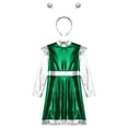 thumbnail image 5 of TiaoBug Kids Girls Alien Outerspace Dress-up Metallic Robot A Line Dress with Feeler Headband Green 8, 5 of 7