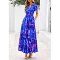 thumbnail image 3 of Vestido largo PRETTYGARDEN para mujer, estilo bohemio, floral, cuello en V, 3 of 9