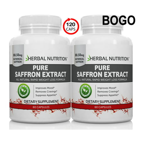 BOGO Sale - Pure Saffron Extract - Two  60 Count Bottles, 88.5mg Per
