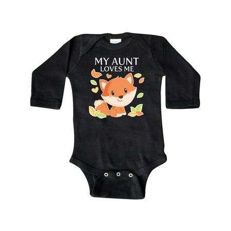 

Inktastic My Aunt Loves Me- little fox Gift Baby Boy or Baby Girl Long Sleeve Bodysuit