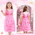 thumbnail image 3 of Benylion Good Witch Glinda Costume Pink Princess Dress for Kids 8T Halloween Costumes Witch Dress with Crown Wand, 3 of 6
