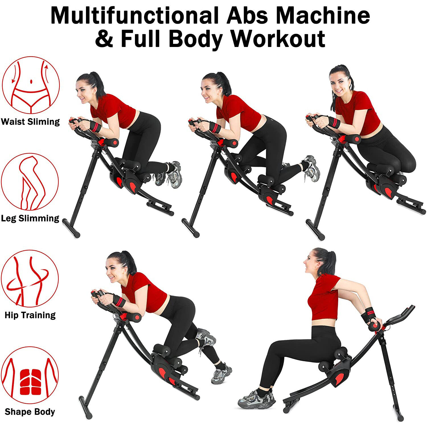 Portable Folding Adjustable Ab Machine Coaster Abdominal Crunch Trainer Abdominal Machine Home Fitness Equipment Workout Machine - image 4 of 8