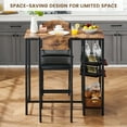 thumbnail image 1 of Compact Rustic Brown Bar Table Set for 2 - Counter Height Table with Footrest & Upholstered Chairs - Sturdy Dining Furniture for Small Spaces - Easy Assembly - Classic Color, 1+2 Set, 1 of 5