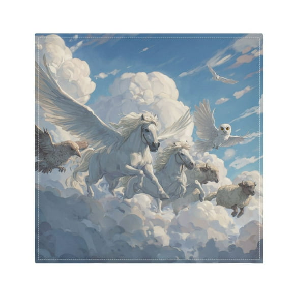 1 Pack 20'' x20" Satin Table Napkins Dinner Napkins for wedding Party Decoration events Flying Horses and Sheep