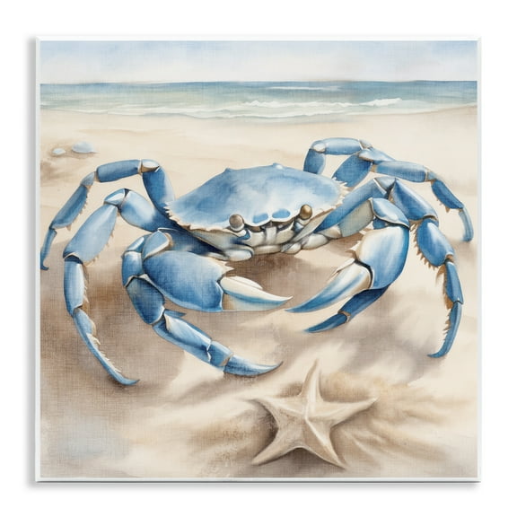 Stupell Industries Crab & Starfish on Beach Animals & Insects Painting Unframed Art Print Wall Art, 12 x 12