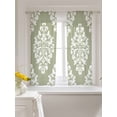 thumbnail image 3 of Baroque Sage Green Tier Curtains 45 Inch Length,Sheer Curtains for Bedroom Living Room Window Vintage Damask Classic Floral Rod Pocket Drapes Kitchen Curtains Small Half Window 27.5"x45" 2 Panels, 3 of 6