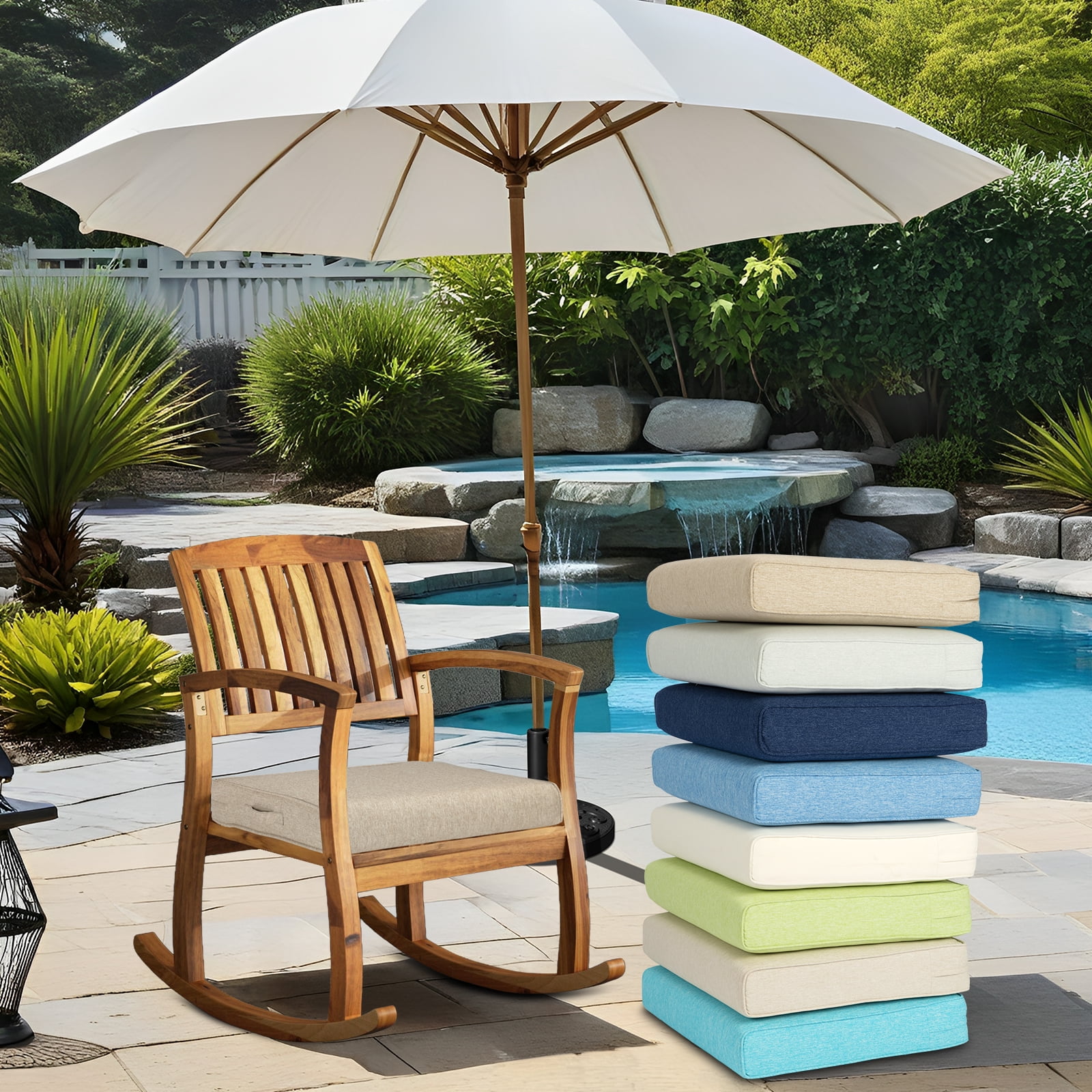 BPS Outdoor Chair Cushions Set of 2, 19" x 19" Water Resistant Outdoor Seat Cushions for Patio Furniture Dining Chair Pads Replacement, Brown