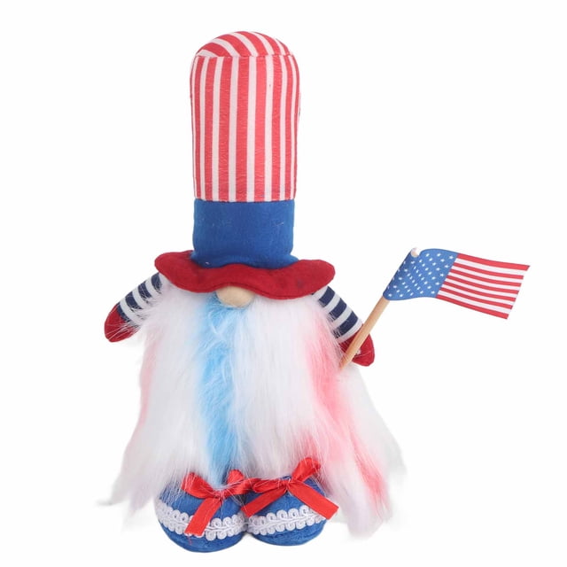 Gnomo de juguete, muñeca de pie sin rostro, decoración patriótica, decoración del Día de la independencia, adorno, zapatos azules