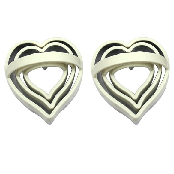 2 Sets Heart Shape Biscuit Mould Stainless Steel Cookie Mould Baking Tool(Beige)