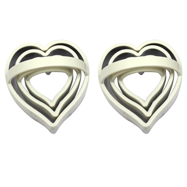 2 juegos de moldes para galletas en forma de corazón, molde para galletas de acero inoxidable, herramienta para hornear (beige)
