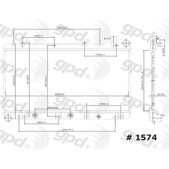 Global Parts Distributors 1574C Radiator Fits select: 1993-1998 SUBARU IMPREZA