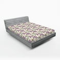thumbnail image 2 of Ambesonne Floral Fitted Sheet, Iris Flowers Spring Love, Queen Size, Lilac Ivory and Green, 2 of 5