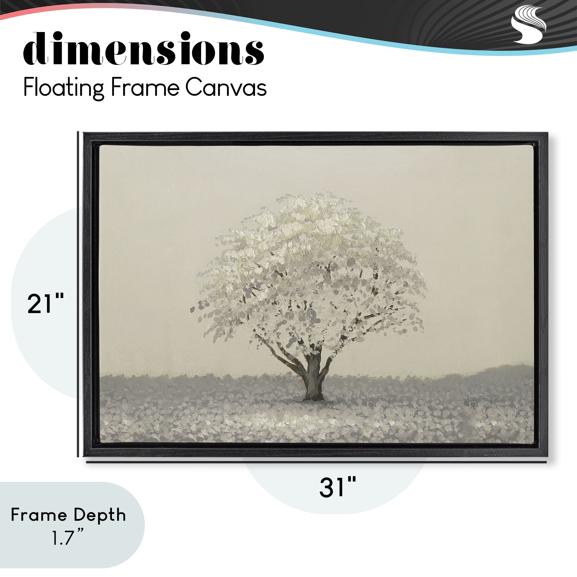 Stupell Industries Neutral Radiance Tree Black Framed Floater Canvas Wall Art, design by Michael Marcon