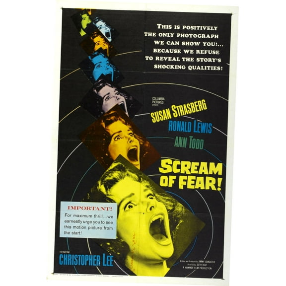 Scream Of Fear Movie poster 12x16 Print on Metal Sign 12in x 16in Square Adults Z Posters