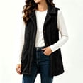thumbnail image 2 of YOIAVAIOY Vest for Women Lapel Collar Fuzzy Fleece Mid-Length Sleeveless Jackets Button Down Casual Outerwear Waistcoat Black L, 2 of 8