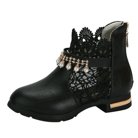 

Bwdbhd Baby Shoes Girls Cowboy Boots Western Mid Calf Pointed Toe Kids Cowgirl Boots Embroidered Side Zipper Girls Riding Boots Country Party for Toddler Little Big Kids Black 1.5