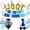 Blue, variant on Dog Birthday Party Supplies Set, All-in-One Puppy Birthday Outfit with Hat, Scarf Bandana, Bow Tie Collar, Banner & Balloons, Pet Party Decorations for Boy Girl Dogs, Pink/Blue