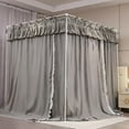 thumbnail image 2 of 4 Corners Post Princess Ruffle Curtain Bed Canopy Lace Up Elastic Cozy Breathable Tent Mosquito Net for Girls Bedroom Decoration(Grey, 70-78" W*86" L*82" H/King), 2 of 14