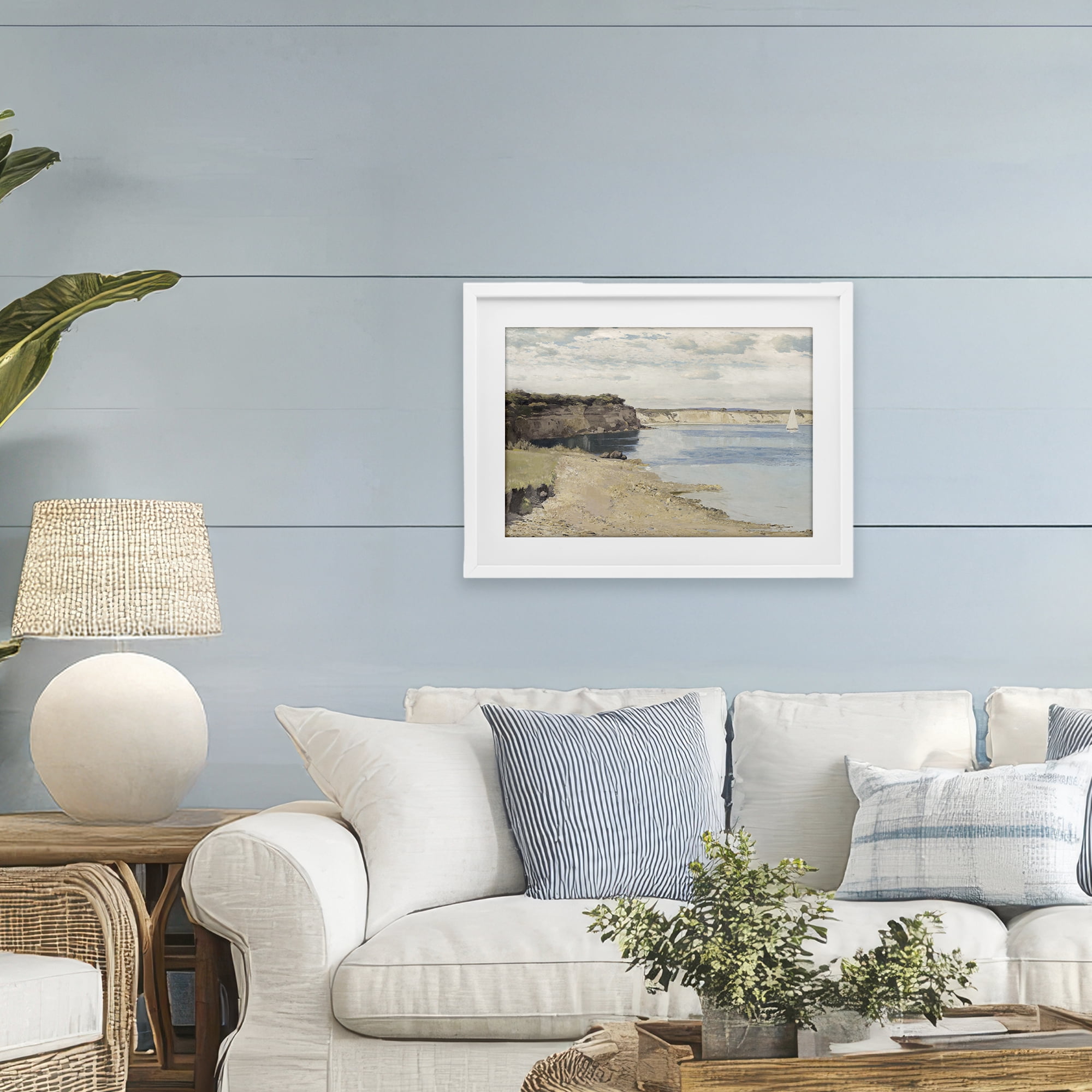 Stupell Industries Set Sail Peaceful Cove White Framed Print Under Glass, design by Christy McKee