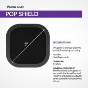 Pop Shield Replacement Windscreen for Audio Icon Flex Pro Interchangeable Professional Studio Recording Microphone Dual Layer Isolation Booth Foam Ball [Pop Filter Only] (Classic Black Pop Filter)