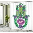 thumbnail image 5 of Ambesonne Hamsa Shower Curtain, Lotus Flower, 69"Wx84"L, Green Purple, 5 of 5