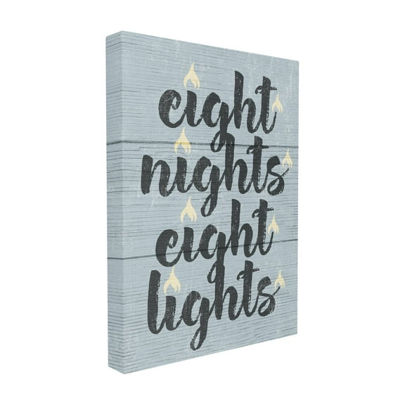 The Stupell Home Decor Collection Blue and White Hanukkah Eight Nights Eight Lights Typography Wall Plaque Art, 10 x 0.5 x 15