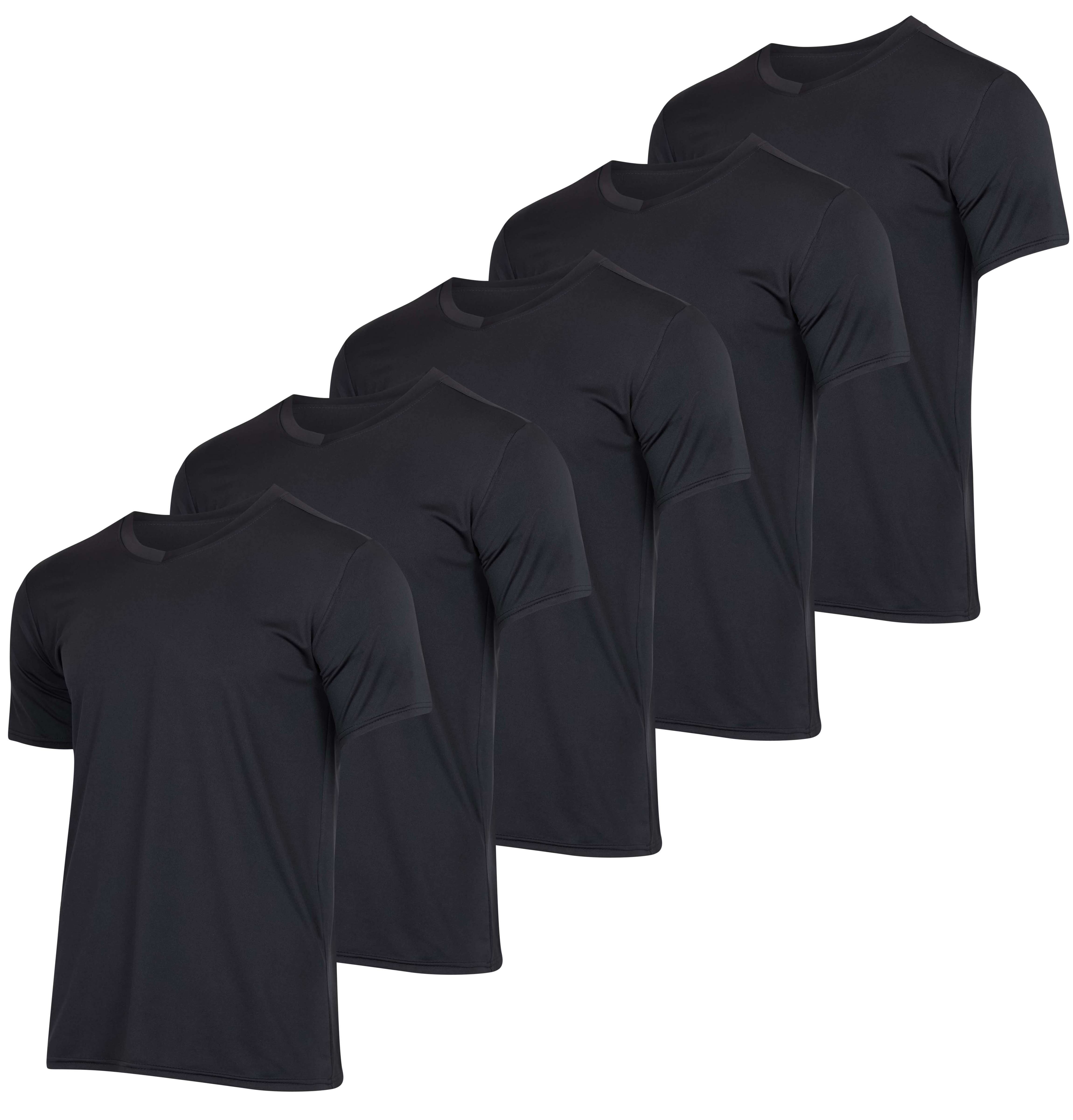 5 Pack: Men's Mesh V-Neck Moisture Wicking Active Athletic
