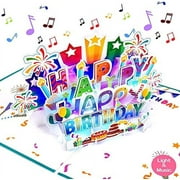 Large Birthday Card, INPHER 3D Pop up Birthday Cards, Light and Music Happy Birthday Card, Musical Birthday Gift Greeting Card for Men, Women, Kids