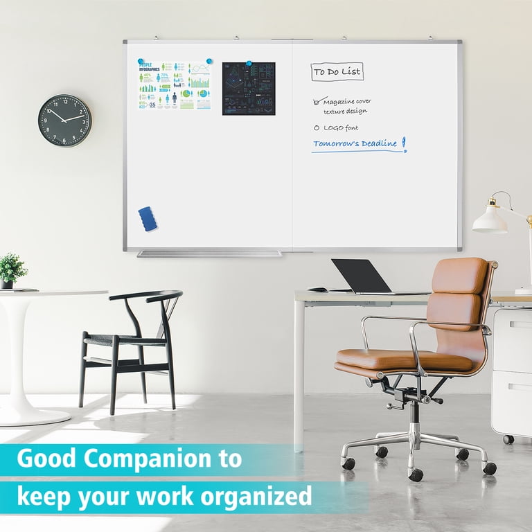 Flash Furniture Hercules 72"x40" Magnetic Dry Erase Board - Commercial Whiteboard With Marker Tray & Accessories