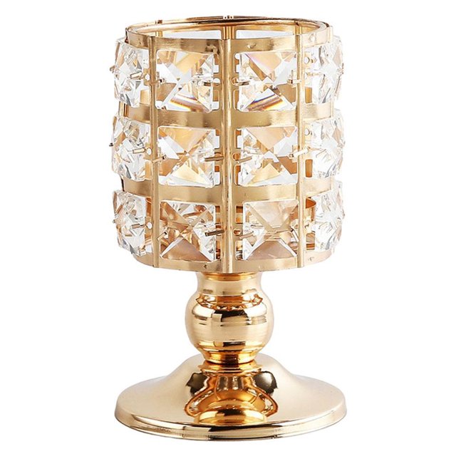 Ounissouiy Portavelas de cristal candelabro fiesta centro de candelabro decoración del hogar S oro Iluminación y accesorios Oro S