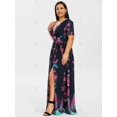 thumbnail image 3 of Vestido maxi dividido estampado de talla grande Rosegal Bikinis, 3 of 5