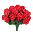 thumbnail image 6 of Artificial Geranium Flowers 5 Branch Silk Geranium Bush Fake Plants for Outdoor Garden Patio Home Table Centerpieces Wedding Cemetery All Season Decor Red 13 Inch (1Pcs), 6 of 9
