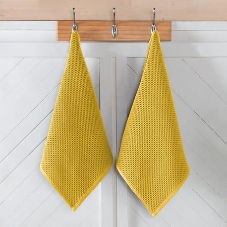 MHAWBL-100% Turkish Cotton 6-Pack Waffle Premium Kitchen Towels - Quick Drying Super Absorbent Ultra Soft Multi-Purpose Cleaning Towels 16 x 25 Gold