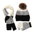 thumbnail image 2 of Herrnalise 3Pcs Kids Hat Scarf and Snow Gloves Set, Winter Knit Warm Soft Pom-Pom Beanie Outdoor for Boys Girls and Toddlers, 2 of 5