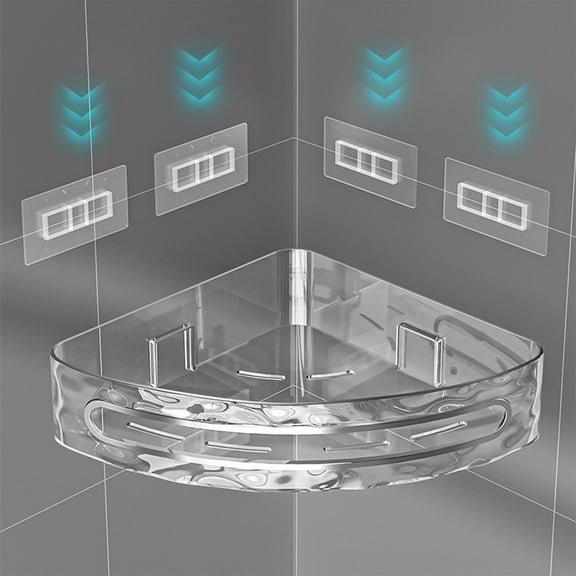 Daiosportswear Clear Plastic Corner Storage Shelf for Bathroom & Kitchen, Adjustable Layers, Wall Mounted, 9x2.8x8.7in, Space Saving, Multi-functional Organizer Rack