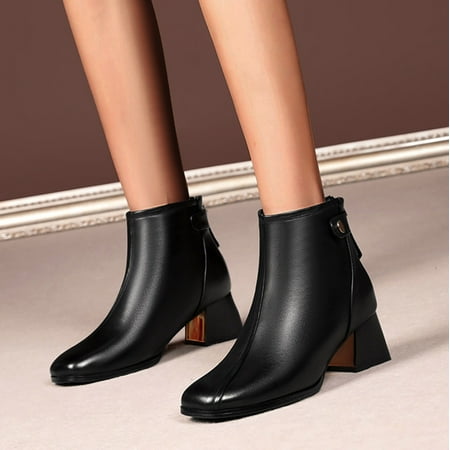 

Cathalem Animal Print Booties Women Boots Womens Shoes Casual Boots Fashion High Heel Block Heel Solid Womens Rain Boots Size 12 Black 6.5