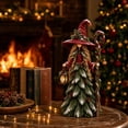 thumbnail image 4 of Christmas Forest Witch Resin Tabletop Figurine, Snowy Pine Tree Dress Witch Statue with Lantern & Staff, Winter Holiday Mantel Shelf Decor for Home Party 1PC, 4 of 5