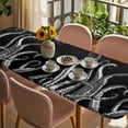 thumbnail image 3 of Black Octopus Coastal Table Cloths for 8 Foot Rectangle Tables, Nautical Ocean Modern Abstract Art Patio Waterproof Elastic Fitted Tablecloths, Washable Rectangular Table Cover for Camping, 3 of 8