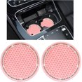 thumbnail image 1 of Yazoeia 2 Pack Bling Car Cup Coaster, 2.75 Inch Rhinestone Silicone Auto Cup Holder Insert Coaster, Anti Slip Crystal Soft Rubber Cup Pad, Universal Vehicle Accessories for Women (Pink), 1 of 6