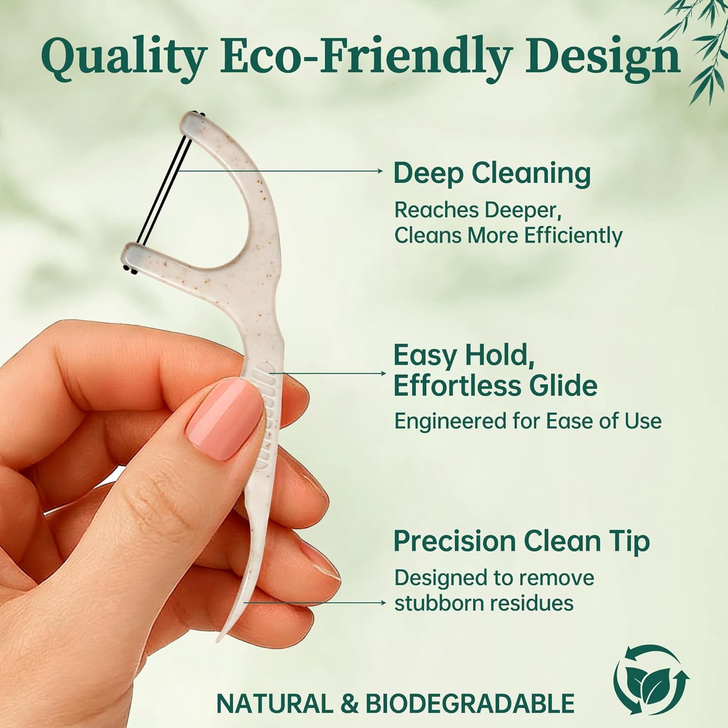 Biodegradable Dental Floss Picks for Teeth, 200ct Organic Natural Bamboo Charcoal Double Thread Sticks, Flossers Adults, Vegan Wheat Straw Flossers, Eco Friendly Teeth Cleaning, Mint