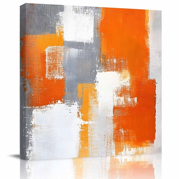Wall Art Prints, Burnt Orange Grey Framed Canvas Prints for Bedroom Living Room Bathroom Office, Modern Oil Painted Geometric Abstract Gallery Wrap Wall Art Poster for Gifts Home Decor 8"x8"
