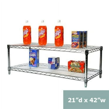 Shelving Inc. 21"d x 42"w x 14"h Chrome Wire Shelving with 2 Tier Shelves, Weight Capacity 800lbs Per Shelf