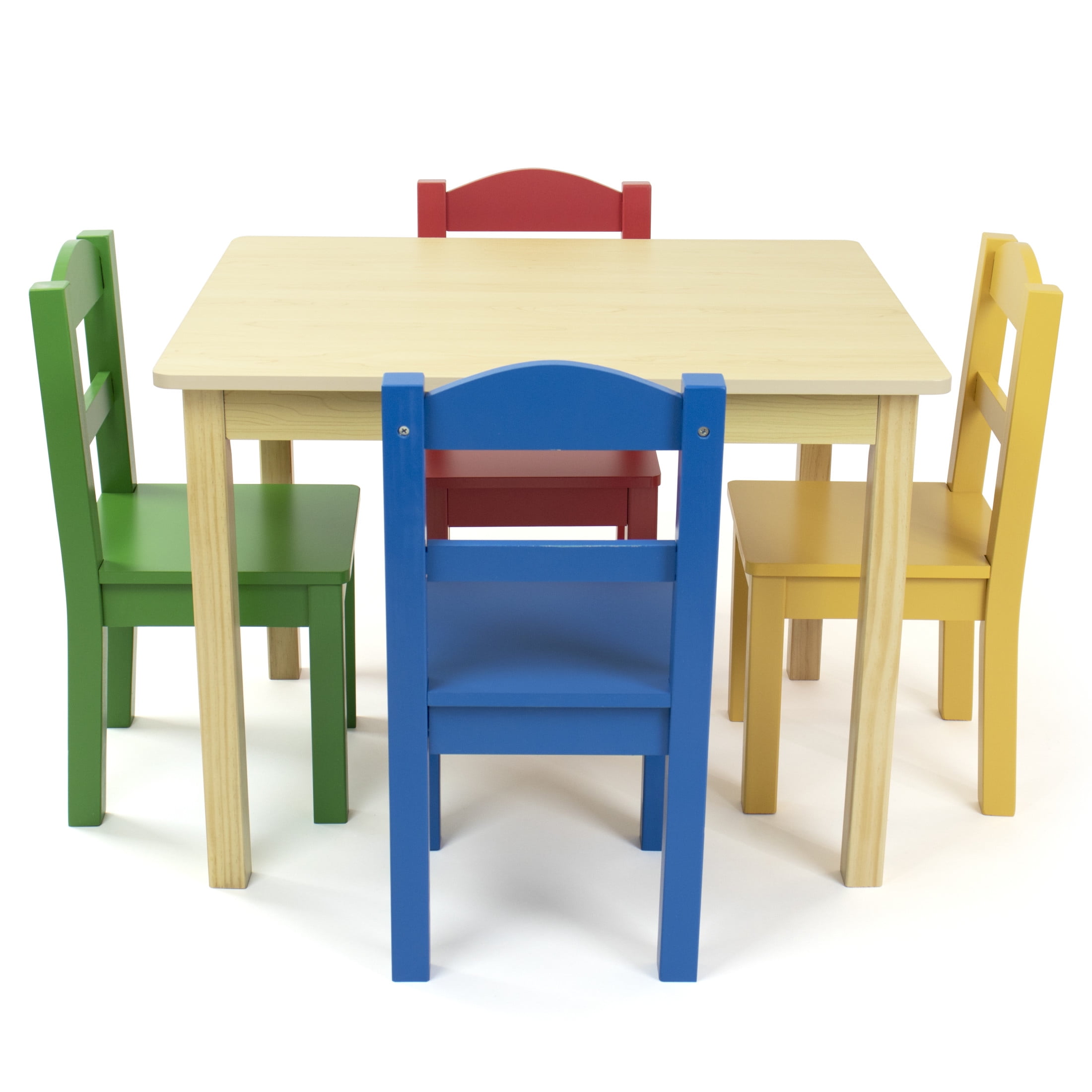 Humble Crew Primary Kids Solid Print 5-Piece Lightweight Outdoor Activity Table and Chair Set 4 Off-White