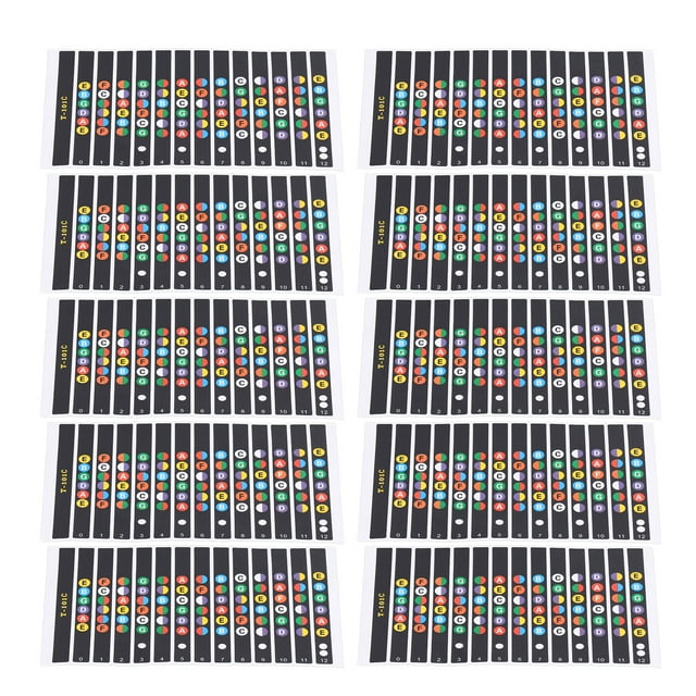 Guitar Fretboard Sticker,10 Sheet Guitar Fretboard Guitar Scale Sticker Coded Note Decals High-End Performance